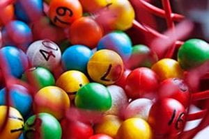 Bingo balls in various colours.
