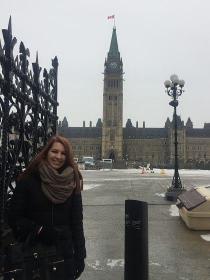 julianna in front of the parliament buildings