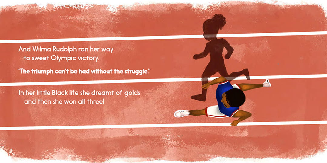 Illustration of girl running on a track