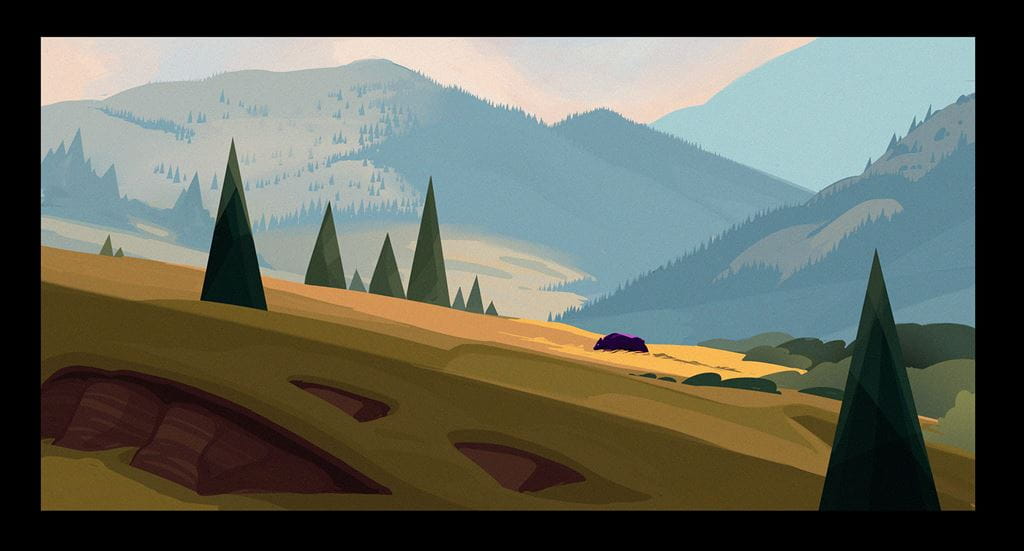 Mountains and trees artwork