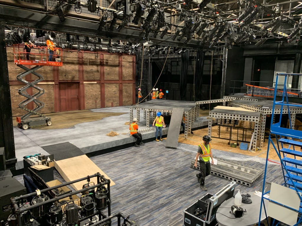 Technical production teams working on site at Sheridan campus