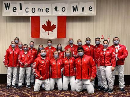 The Canadian wrestling team at the Tokyo Olympics.