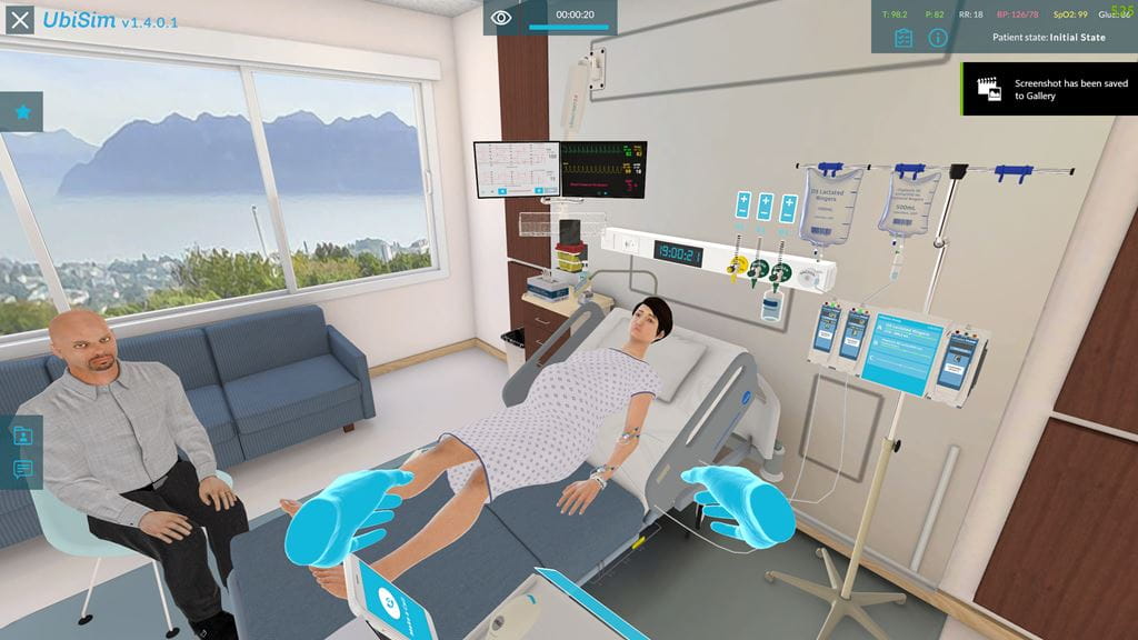Screenshot of UbiSim nursing simulation software