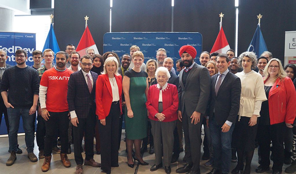 Sheridan and government delegates at the EDGE funding announcement
