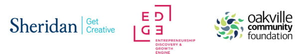 Sherdidan College logo, EDGE logo, Oakville Community Foundation logo