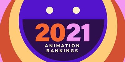 Coloured shapes with text reading 2021 Animation Rankings