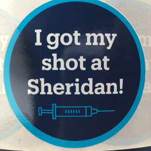 I got my shot at Sheridan blue circle sticker