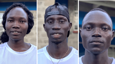 Headshots of Rose Nathike Likonyen, James Nyang Chiengjiek and Paulo Amotun Lokoro