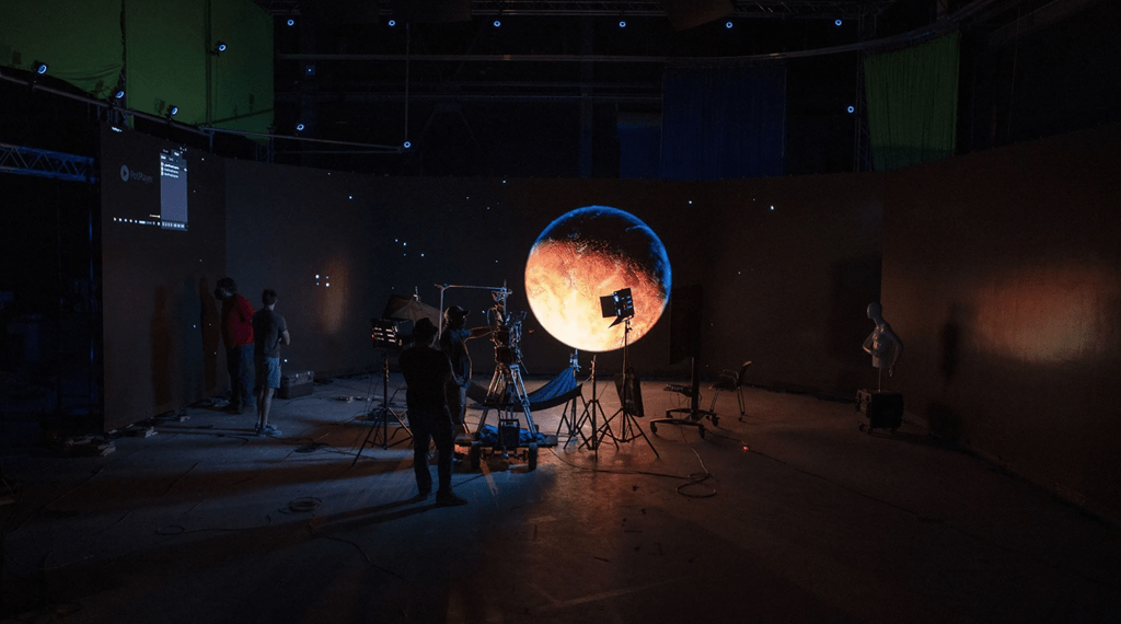 A virtual backdrop of Mars is displayed in Sheridan's Screen Industries Research and Training Centre